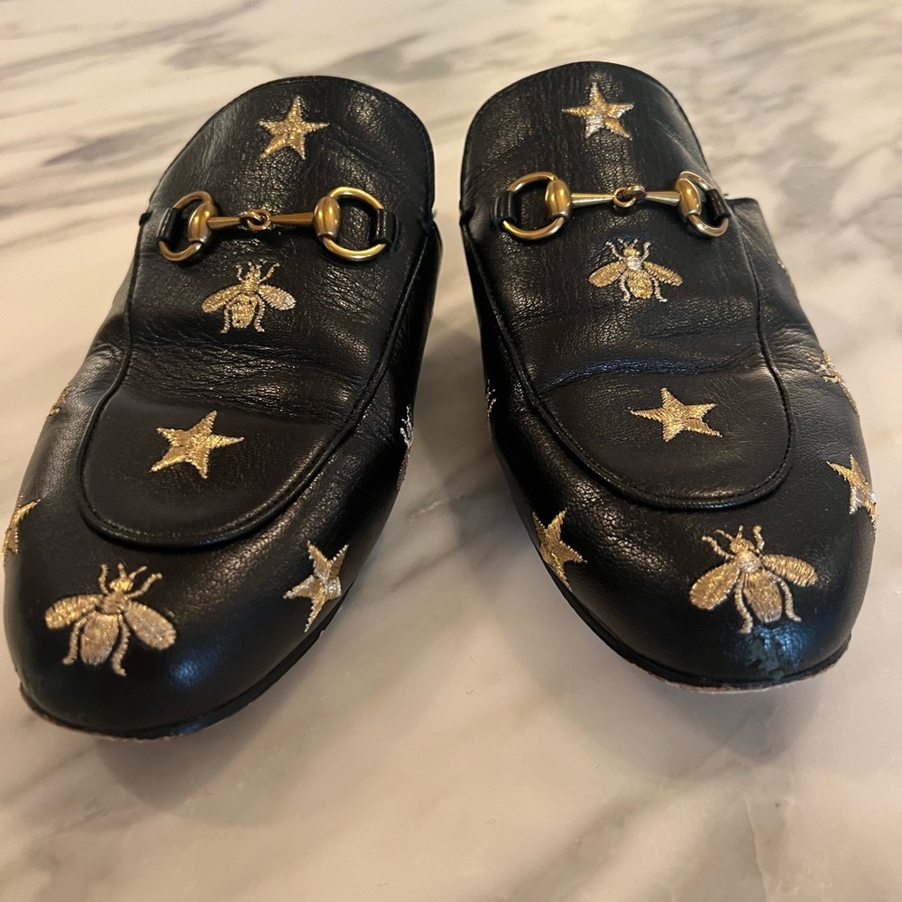 Gucci Princetown Bee Star Mules in size 37